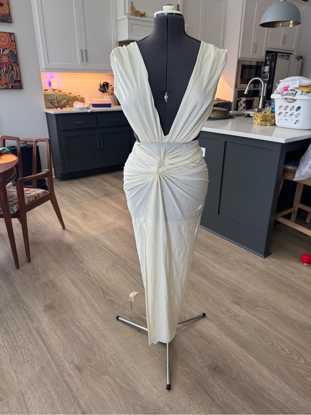 Baobab Collection Ivory Plunge Midi Dress